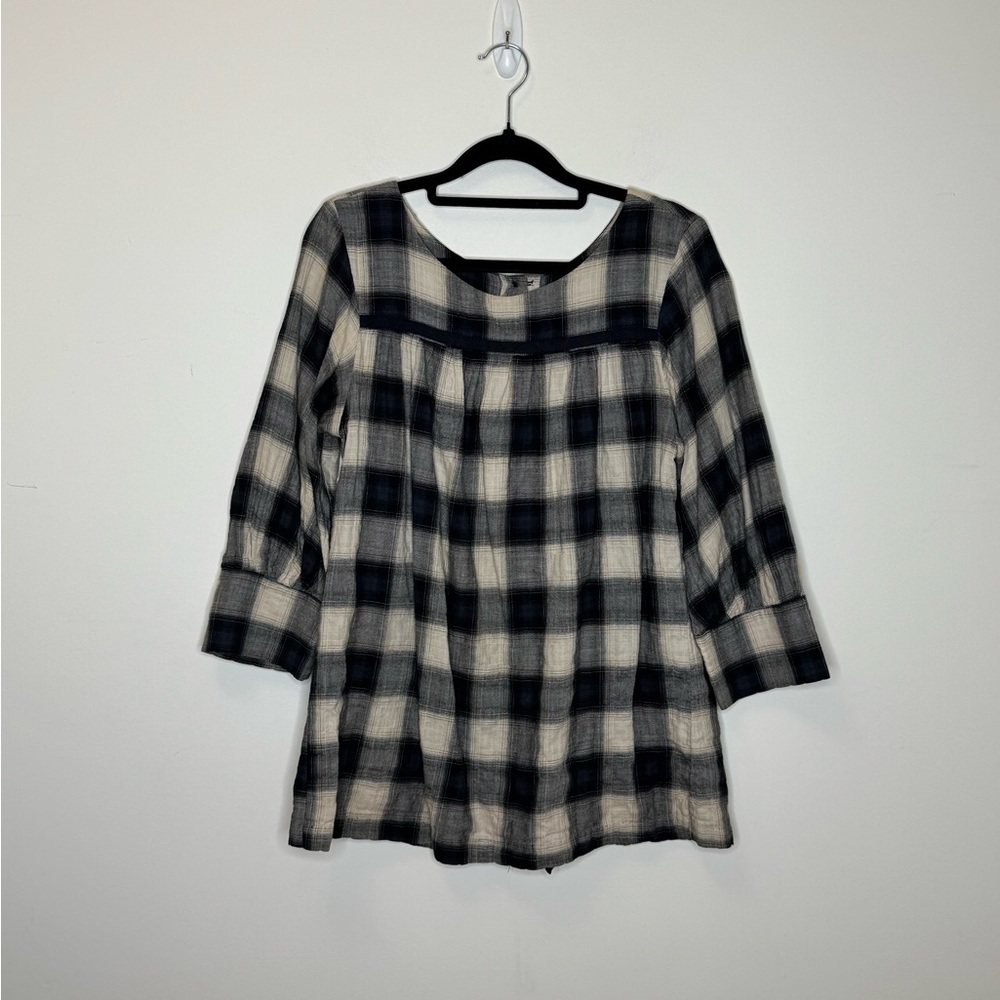 Graham & Spencer Plaid Women's Top - Black and Cream Size S